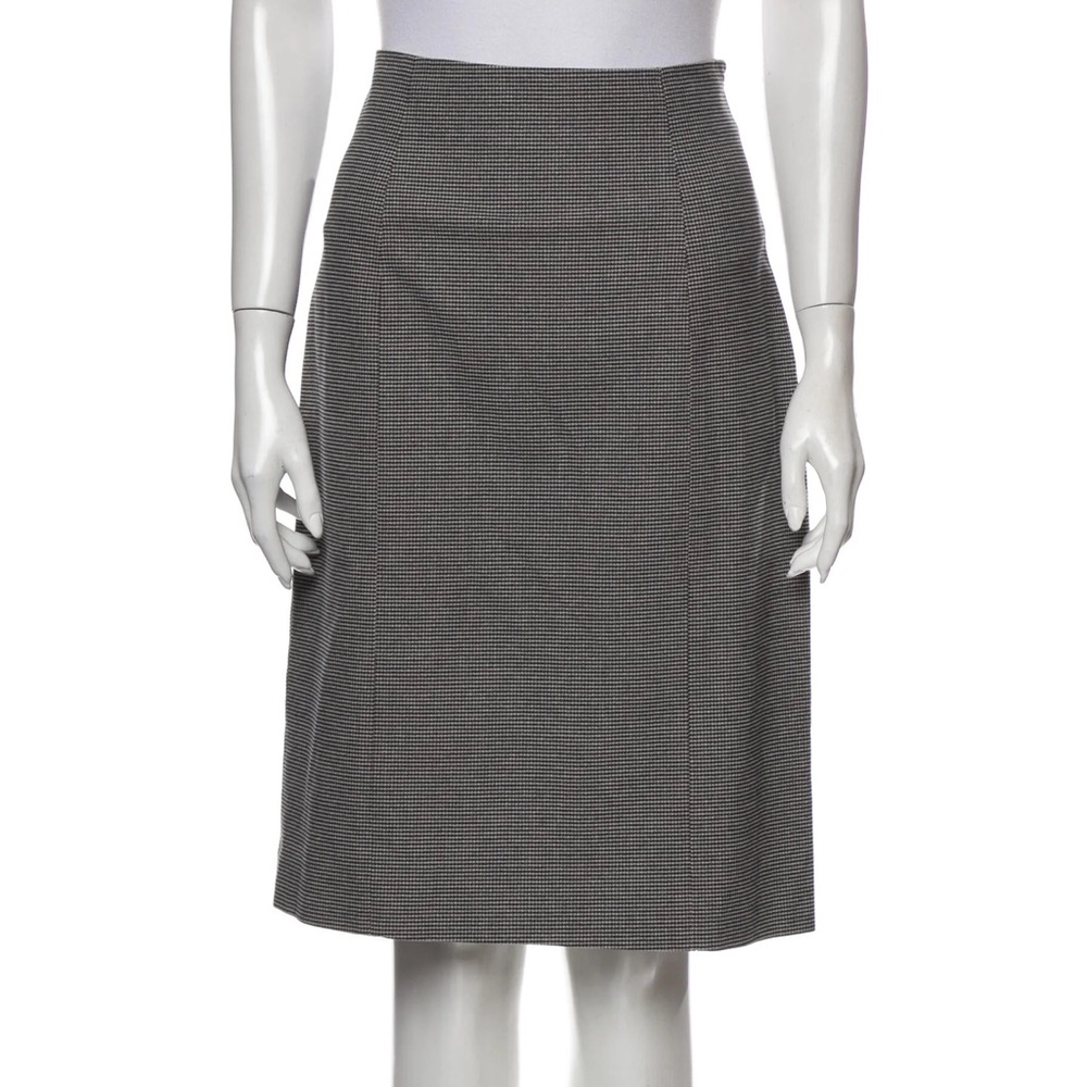 Theory women plaid houndstooth pencil skirt knee‎ length high waist black white